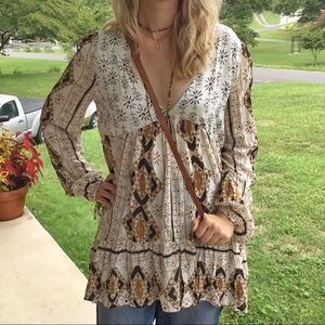 Free People Blouse Long Sleeve Bohemian Top